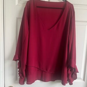 Elegant Burgundy V-Neck Women's Top
